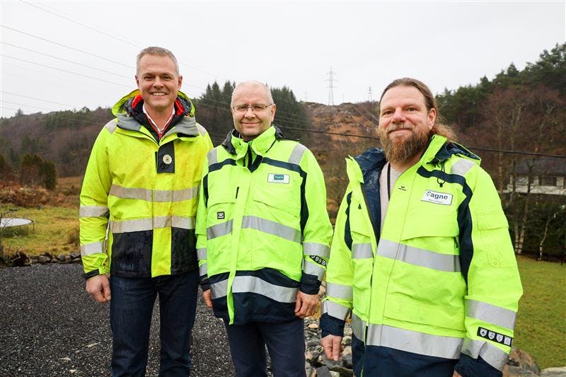 Øystein Søraas, CFO i Kraftmontasje, Kristoffer Vannes, direktør Fagne, Robert Rogge, prosjektleder Fagne.